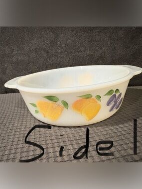 Vintage Fire King Fruit Print Baking Dish